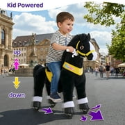 PonyCycle Kid-Powered Ride-On Horse Toy, No Battery, Hand Brake, Ages 4–7, Black, E438