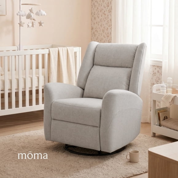 Sillon Reclinable Giratorio Con Mecedora Möma Mila Gris Claro