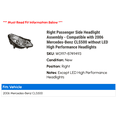 thumbnail image 2 of Right Passenger Side Headlight Assembly - Compatible with 2006 Mercedes-Benz CLS500 without LED High Performance Headlights, 2 of 2