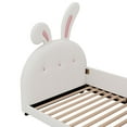 thumbnail image 6 of Aukfa Twin Upholstered Bed Frame, Cute Girls Bed with Rabbit Ears Headboard for Kids, White, 6 of 8
