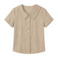 thumbnail image 5 of FAHUOMU Women's Blouse Tops Short Sleeve Crew Neck Cotton Linen Spring Summer Shirts Solid Color Casual Lightweight Breathable Fashion Tunics, 5 of 8