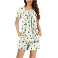 thumbnail image 2 of Sentmoon 2 Pcs Ensembles de Pyjamas pour Femmes Robes à Col Rond Boutonnées pour Femmes Vêtements de Nuit Manches Courtes Imprimé Mode Chemises de Nuit pour Femmes Vêtements de Nuit Confortables Beige TTTG, 2 of 6