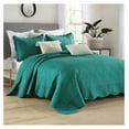 thumbnail image 2 of 3-Piece Christmas Quilt 100% Cotton Oversized Bedspread Lightweight Coverlet Embroidery Christmas Tree Pattern Bedding Set(TC Emerald, Oversized Queen (100"x106")), 2 of 9