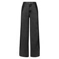 thumbnail image 4 of Women's Pants Jeans with Patchwork Stripes Loose Denim Color Block Wide Leg Dark Purple Womens Trousers L, 4 of 5