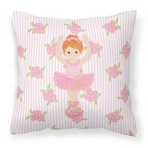 Carolines Treasures BB5169PW1818 Ballerina Red Front Pose Fabric Decorative Pillow  18H x18W multicolor