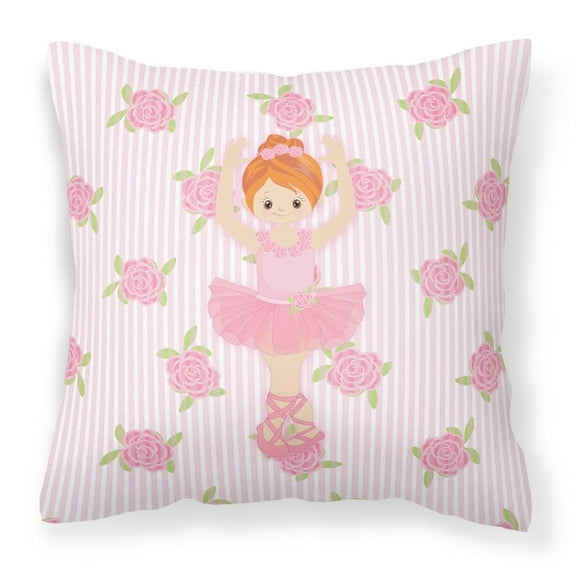 Carolines Treasures BB5169PW1818 Ballerina Red Front Pose Fabric Decorative Pillow  18H x18W multicolor