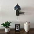thumbnail image 6 of Tiffany Style Sconce Lamp Swing Arm Blue Stained Glass Purple Tulips LED Bulb Included 13”W*8”D*15”H, 6 of 8