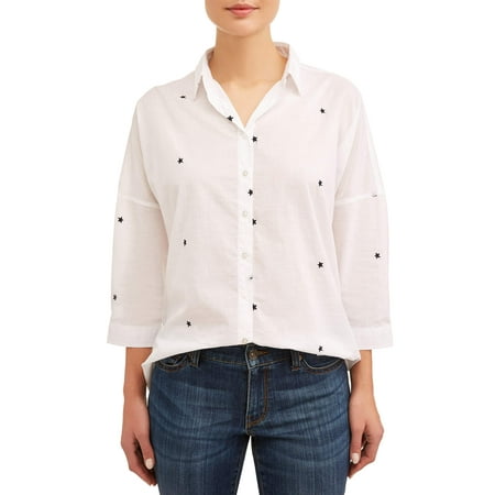 80s Polka Dot - Women's Drop Shoulder Polka Dot Button Down