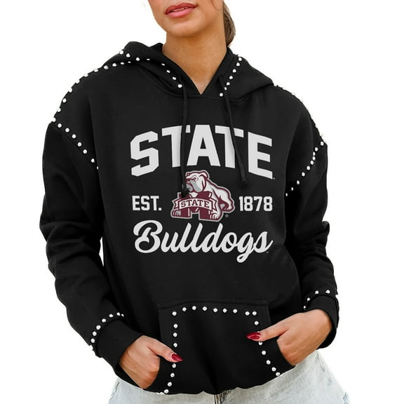 Women's Gameday Couture  Black Mississippi State Bulldogs Studded Pullover Hoodie