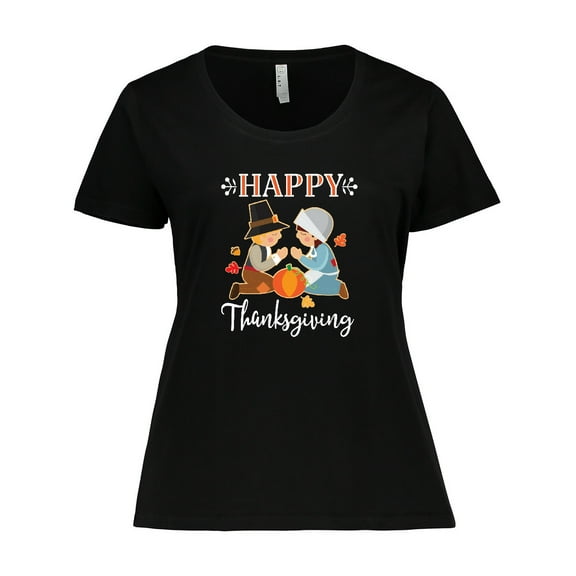 Inktastic Happy Thanksgiving Christian Pilgrims Holiday Women's Plus Size T-Shirt