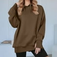 thumbnail image 2 of AKOEE Oversized Cotton Hoodies with Thumb Holes Womens Long Sleeve Plain Hooded Sweatshirts Baggy Pullover Tops (L, Brown), 2 of 7