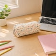 thumbnail image 6 of Gallickan Floral Print Plush Pencil Pouch Yellow Multifunctional Makeup Brush Bag for Children Teenagers School Office Travel Organizer, 6 of 7