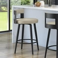 thumbnail image 5 of Amisco Paramont 26 In. Swivel Counter Stool - Greige Faux Leather / Black Metal, 5 of 9