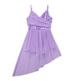thumbnail image 3 of Kaerm Girls Lyrical Dress Spaghetti Straps V-Neck Sequined Irregular Hem Latin Dance Costume Lavender 9-10, 3 of 7