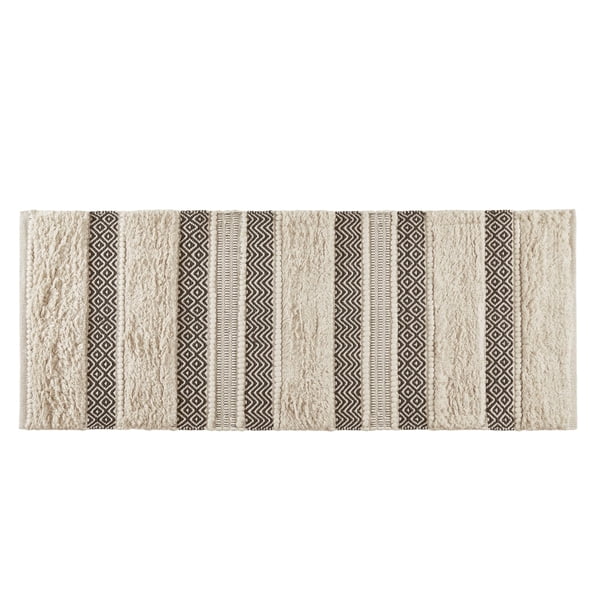 Ink⋼ Alfombra De Baño Textura Tejida A Mano Rayas Peludas Suave Y Absorbente De Agua Boho Baño D?Cor Alfombrillas De Baño Antideslizantes Absorbentes Alfombrillas De Secado Rápido Para Bañera Ducha As