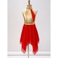 thumbnail image 3 of YIZYIF Girls Halter Metallic Praise Dance Overlay Dress Chiffon Patchwork Sleeveless Lyrical Dance Wear A Red 6, 3 of 7
