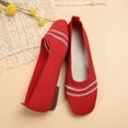 thumbnail image 5 of Red Women Comfortable Slip On Flats Hollow Fly Knit Shallow Mouth Red For Summer And Fall Fashion, 5 of 9