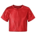 thumbnail image 2 of FAOWME Toddler Girls Boys Casual Sequin Glitter Party Carnival Gown Short Sleeves Tops Red 12-14 Years, 2 of 5