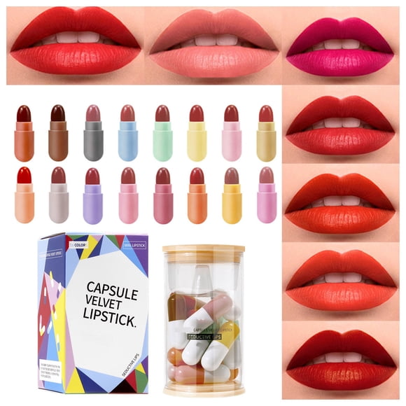 SIfdSeng Red Lip Stain 16Pcs Mini Lipstick Set Lipsticks 16 Colors Velvet Waterproof Long Wear Lipsticks Ladies Lipstick Set Brown Lipstick