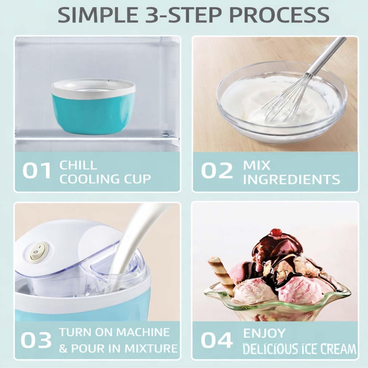 Small Home Mini Ice Cream Maker, 17oz Electric Gelato & Sorbet Machine Makes Serves 3 to 4, Just 15 Minutes,One-Touch Control,DIY Mini Ice Cream Maker with Pre-Freezer Bowl,Easy to Clean & Use (Pink)