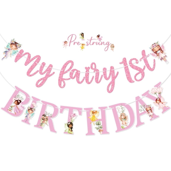 My Fairy 1st Birthday Banner, Pink Fairy First Birthday Banner, Fairy First Birthday Party Decorations