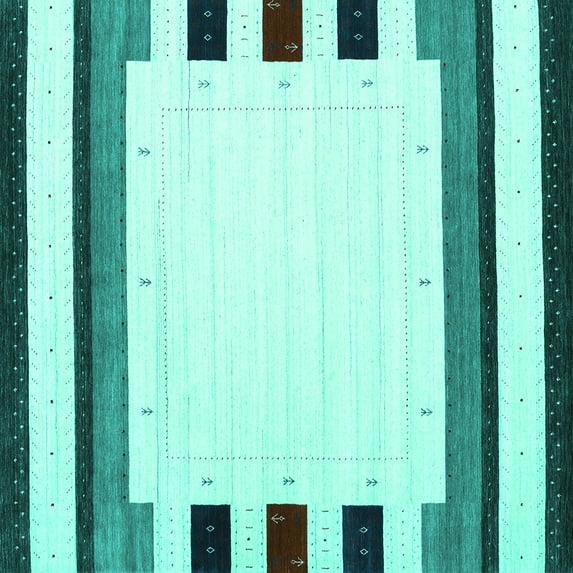 Ahgly Company Indoor Square Solid Turquoise Blue Modern Area Rugs, 7' Square