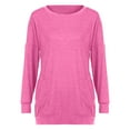 thumbnail image 3 of Pntutb Women's O-Neck Long Sleeve T-Shirt Summer Solid Pocket Loose Blouse Tops Clothes, 3 of 5