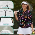 thumbnail image 6 of Uorisanigo Colorful Dog Paws Womens 3/4 Sleeve Golf Shirts Size S Comfortable Polyester Spandex Fabric Athletic Polo Workout Tops Soft Versatile Quick Dry Zip Up Collar Tennis Tops, 6 of 7