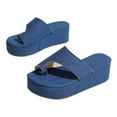 thumbnail image 4 of FRSASU Sandals for Women,Women'S Summer Denim Wedge Sandals Blue 6.5(38), 4 of 9