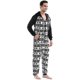 thumbnail image 2 of Pijama de una pieza navideño de franela para hombre, ropa para el hogar, negro, 2 of 2