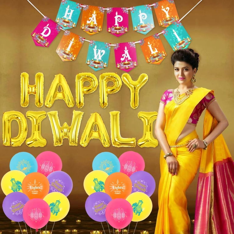Happy Diwali Banner - 3.9 Ft Festival Of Lights Party Decor, Indian Festival Wall Decoration