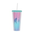 thumbnail image 1 of Vaso doble pared de plástico reutilizable con tapa y popote capacidad de 710 ml, 1 of 5