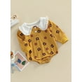 thumbnail image 3 of Qmyliery Newborn Girls Long Sleeve Rompers, Cartoon Bear Flower Printed Doll Collar Ruffles Decor Bodysuit, Casual Sweet Playsuit, 3 of 9