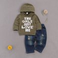 thumbnail image 1 of Baby Boy Hooded Sweater + Jeans, Letter Print, Elastic Waist Hole Design Spring Clothing, 1 of 6