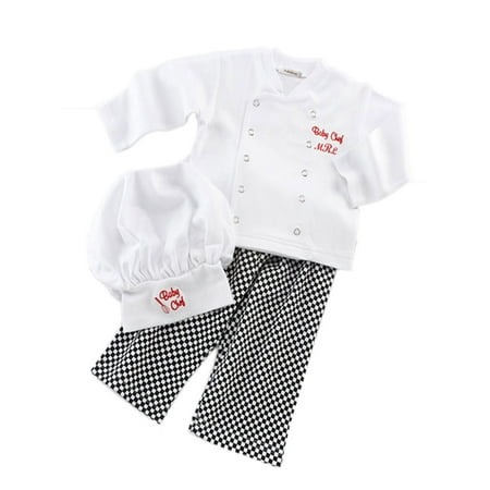StylesILove Baby Unisex Cook Chef Costume, Pants and Hat 3-pc (6-12