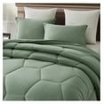 thumbnail image 3 of saney Sage Green Comforter Set Oversized King Size 3-Piece Fluffy Soft Lightweight Bedding Honeycomb Geometric Quilted Stone-Washed Microfiber Comforter Set for All Season, 3 of 8