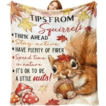 Thanksgiving Pumpkin Cornucopia Flannel Blanket, Fall Sweater Squirrel Throw Blanket Birthday Gifts for Kids Men Women, Autumn Thankful Grateful Blessed Soft Blanket for Bedding Sofa 50x60 Inch