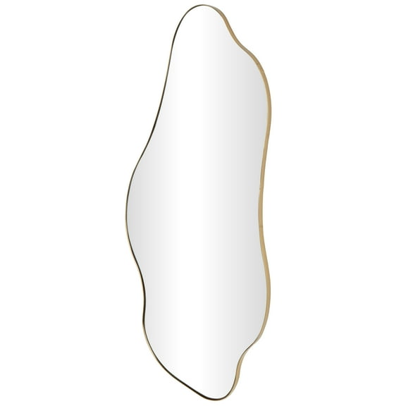 DecMode 15" x 40" Gold Wavy Abstract Wall Mirror