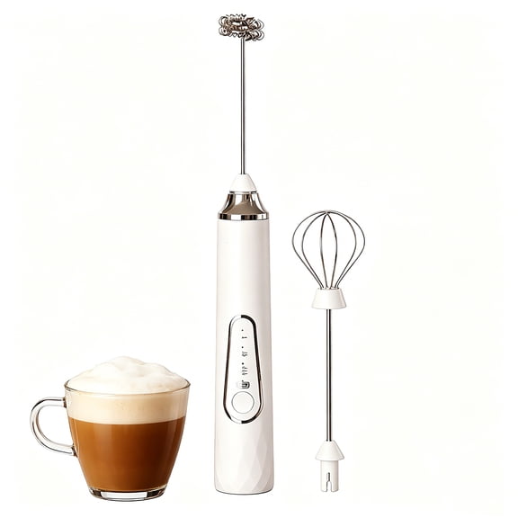 Rechargeable Handheld Milk Frother, 2-in-1 Dual Spring Whisk – USB Cordless Electric Foam Maker for Coffee, Latte, Cappuccino, Matcha, Hot Chocolate – Portable Drink Mixer for Home, Office, Travel