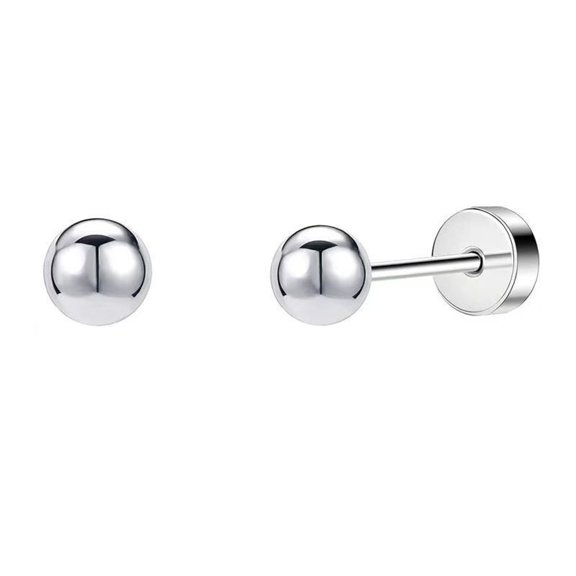 DESIGNICE Women Flat Back Ball Stud Earrings Titanium Hypoallergenic Earrings Stud for Sensitive Ears Simple Classic 3mm-6mm Flat Stud Earring for Tragus Cartilage Earlobe