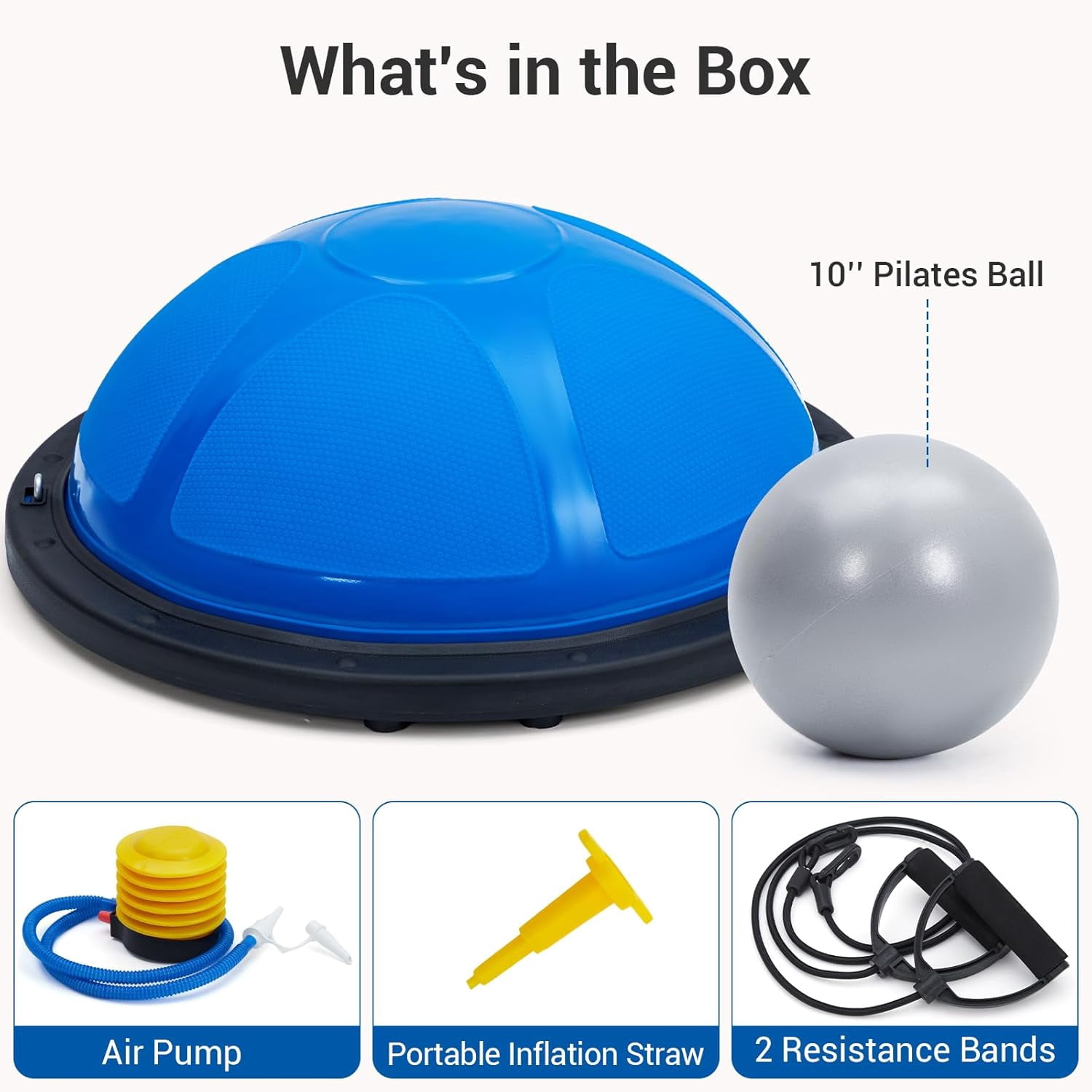 23in  Ball with Resistance Bands and Pump for  Strength and Stability Training
