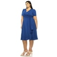 thumbnail image 2 of MOA Collection Women's Plus size Stylish Solid Faux Wrap Dress with Deep V-Neck, 2 of 5