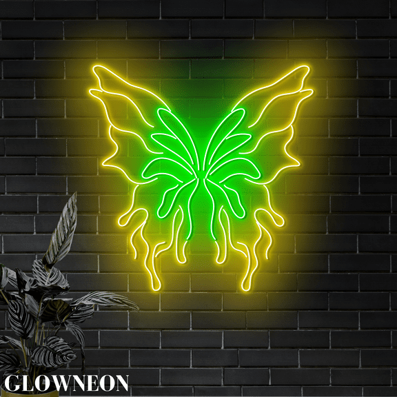 Glowneon Fairy Butterfly Wings Wall Led Light, Butterfly Wings Decor