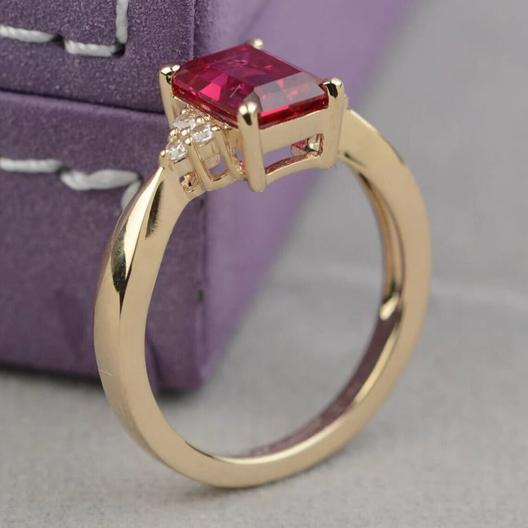 Ruby Ring: Ruby ring silver, 2.24ct Genuine Ruby Real 925 Sterling Silver Engagement Wedding Ring, top Ruby