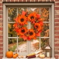 thumbnail image 4 of Fall Wreath for Front Door Thanksgiving Decorations Flower Sunflowers Maple Leaves Hanging Festival Artificial for Farmhouse Indoor Outdoor Window Wall Porch Decor by MPOISVA, 4 of 6