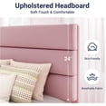 thumbnail image 4 of Allewie Twin Size Platform Bed Frame with Velvet Upholstered Headboard and Wooden Slats Support, Fully Upholstered Mattress Foundation/No Box Spring Needed/Easy Assembly, Pink, 4 of 17