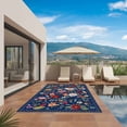 thumbnail image 2 of Navy Blue Flowers Outdoor Rug 4x6 Ft, Non Slip Washable Area Rug, Spring Vintage Floral Leaves Farmhouse Patio Rugs Carpet Runner, Large Floor Mat for Indoor/Outdoor Deck Porch Camping, 2 of 8