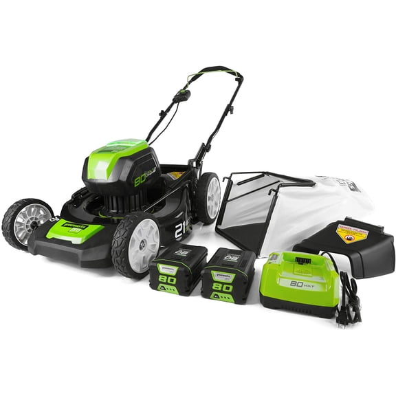 Greenworks Pro 80V 21-inch Walk-Behind Lawn Mower with (2) 2.0 Ah Batteries and Charger, 2500402