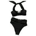 thumbnail image 5 of felwors Women High Waisted Bikini Sets Bathing Suit Tummy Control Swimsuits Two Piece Swimsuit Tie Back Summer Swimsuit(Black, L), 5 of 9