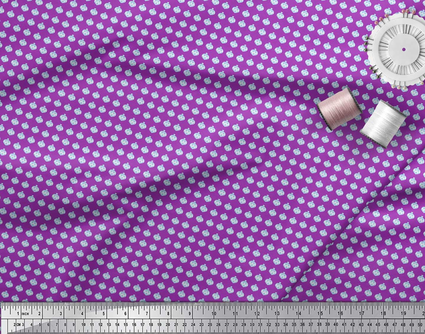 Soimoi Purple Heavy Satin Fabric Baubles Christmas Fabric Prints By Yard 54 Inch Wide